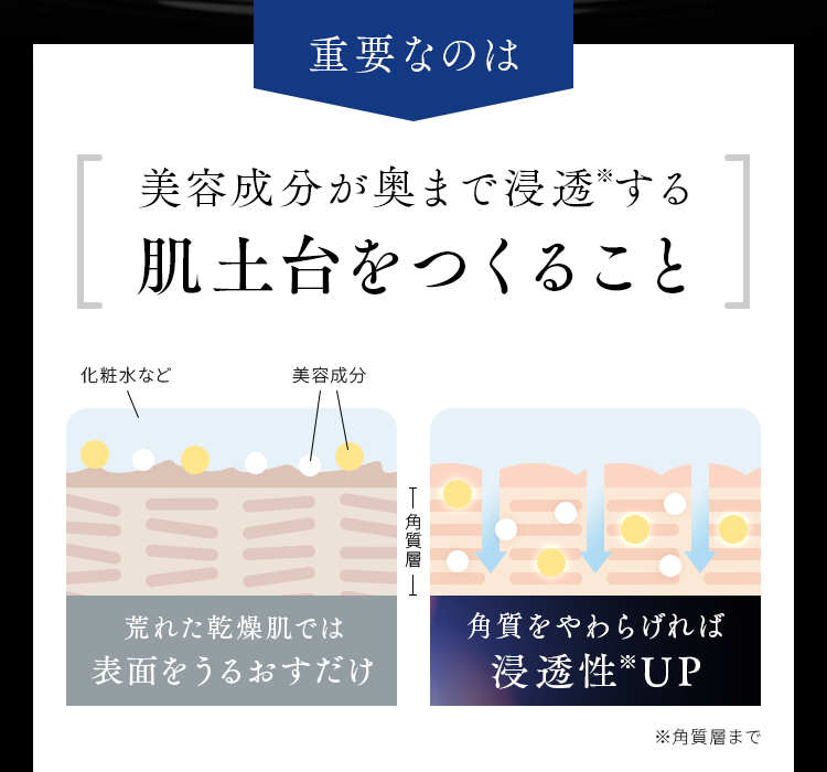 美容成分が奥まで浸透※する肌土台をつくること