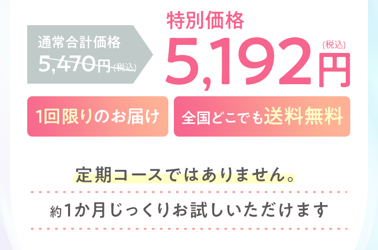 定期コースではありません。約一か月じっくりお試しいただけます。